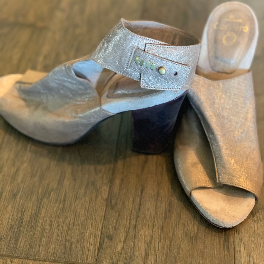 Colleen Cordero bootie heels w ankle strap wrap